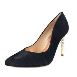 Femmes Sans Peur Nadia Black Pump Shoes Swarovski Crystals Heels Women's 7.5